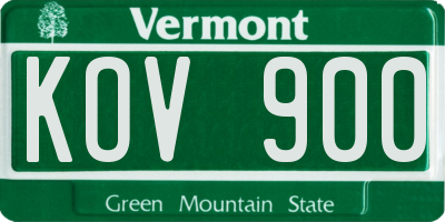 VT license plate KOV900