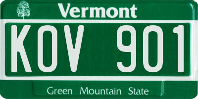 VT license plate KOV901