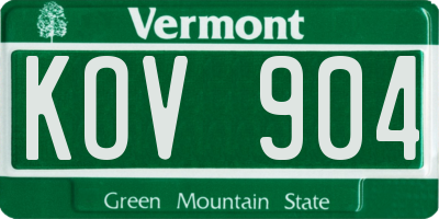 VT license plate KOV904