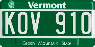 VT license plate KOV910