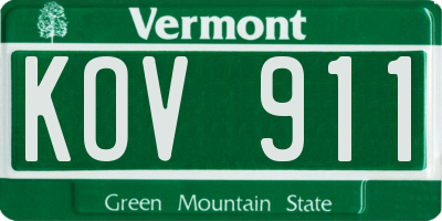 VT license plate KOV911