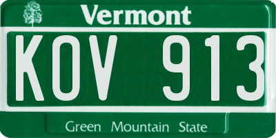 VT license plate KOV913