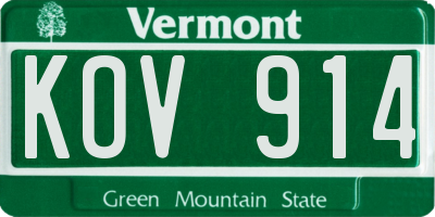 VT license plate KOV914