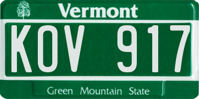 VT license plate KOV917