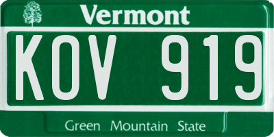 VT license plate KOV919