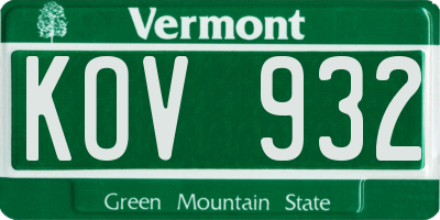 VT license plate KOV932