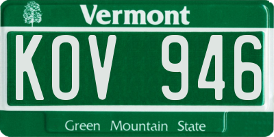 VT license plate KOV946