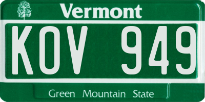 VT license plate KOV949