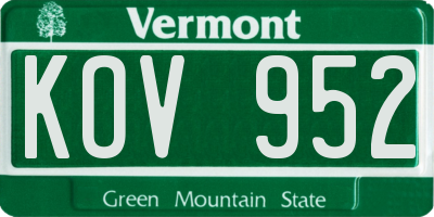 VT license plate KOV952