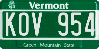 VT license plate KOV954