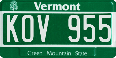 VT license plate KOV955