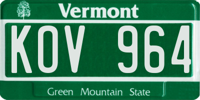 VT license plate KOV964