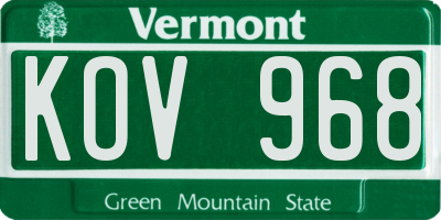 VT license plate KOV968