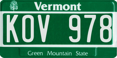 VT license plate KOV978