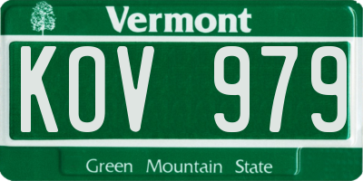 VT license plate KOV979