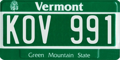 VT license plate KOV991