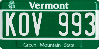 VT license plate KOV993