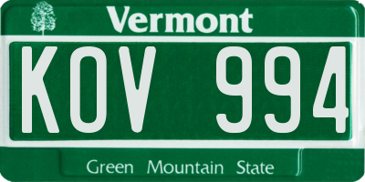 VT license plate KOV994
