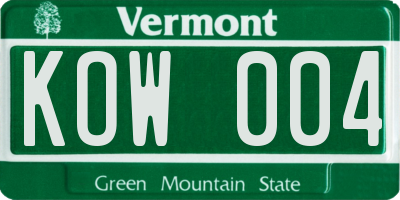 VT license plate KOW004