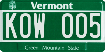 VT license plate KOW005