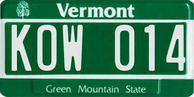 VT license plate KOW014