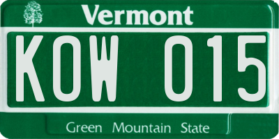VT license plate KOW015