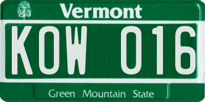 VT license plate KOW016