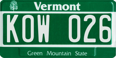 VT license plate KOW026