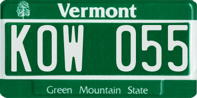 VT license plate KOW055
