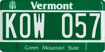 VT license plate KOW057