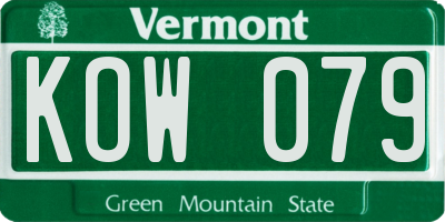 VT license plate KOW079
