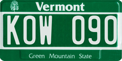 VT license plate KOW090
