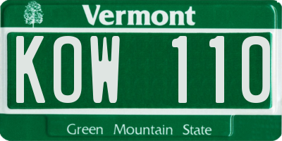 VT license plate KOW110