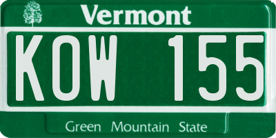 VT license plate KOW155
