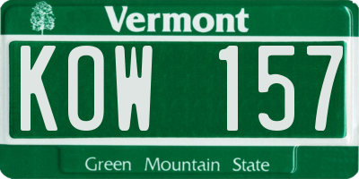 VT license plate KOW157