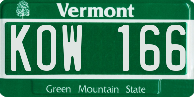 VT license plate KOW166