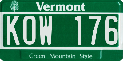 VT license plate KOW176