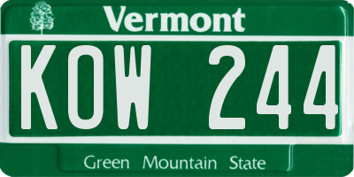 VT license plate KOW244