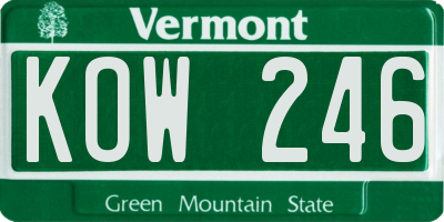 VT license plate KOW246