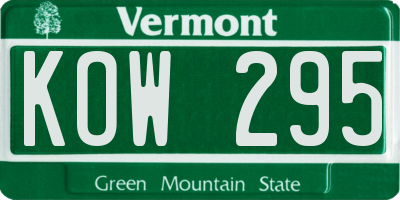 VT license plate KOW295