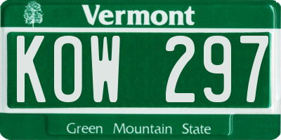 VT license plate KOW297
