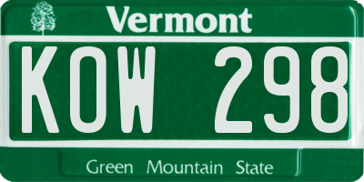 VT license plate KOW298