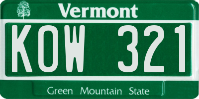 VT license plate KOW321