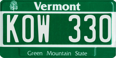 VT license plate KOW330