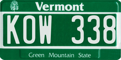 VT license plate KOW338