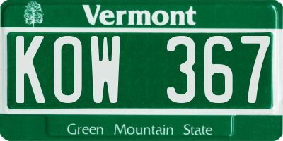 VT license plate KOW367