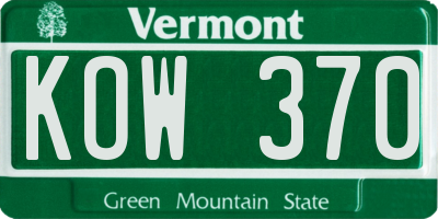 VT license plate KOW370