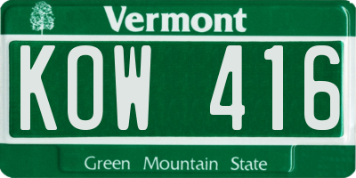 VT license plate KOW416