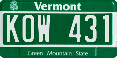 VT license plate KOW431
