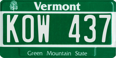 VT license plate KOW437